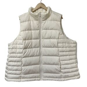 Lands' End Vest Down Filled Quilted Size 3X White Packable Hiking Outdoor Womens